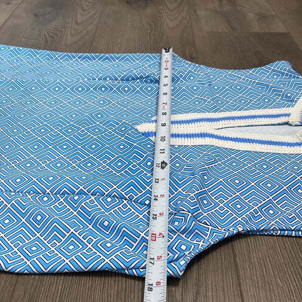 J. McLaughlin Ginny Dress Neo Diamond Quilt Crochet Sleeveless Blue Size Large - Picture 8 of 12